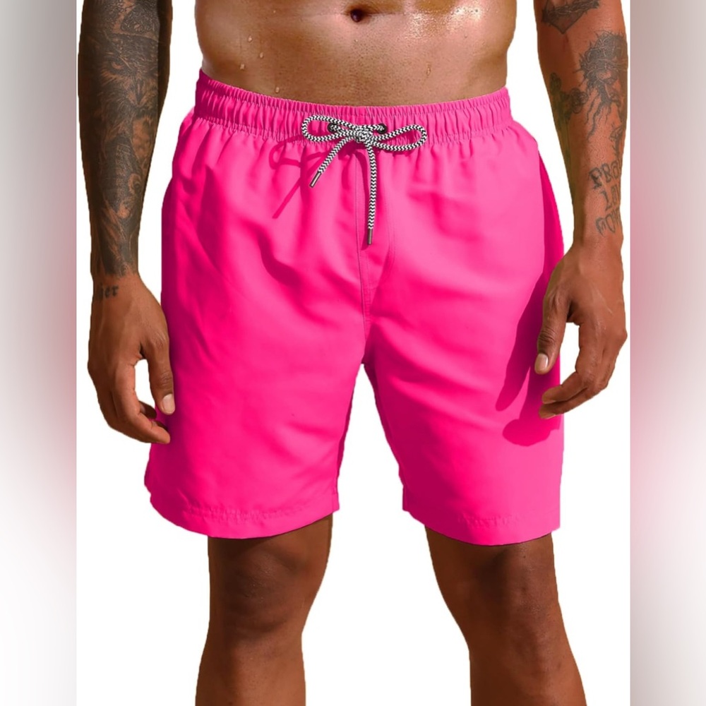 Pink Swim Shorts with Mesh Lining